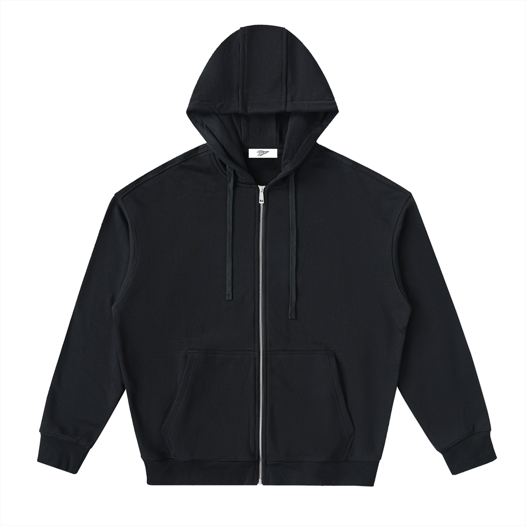 Drop-Shoulder Zip Up Hoodies