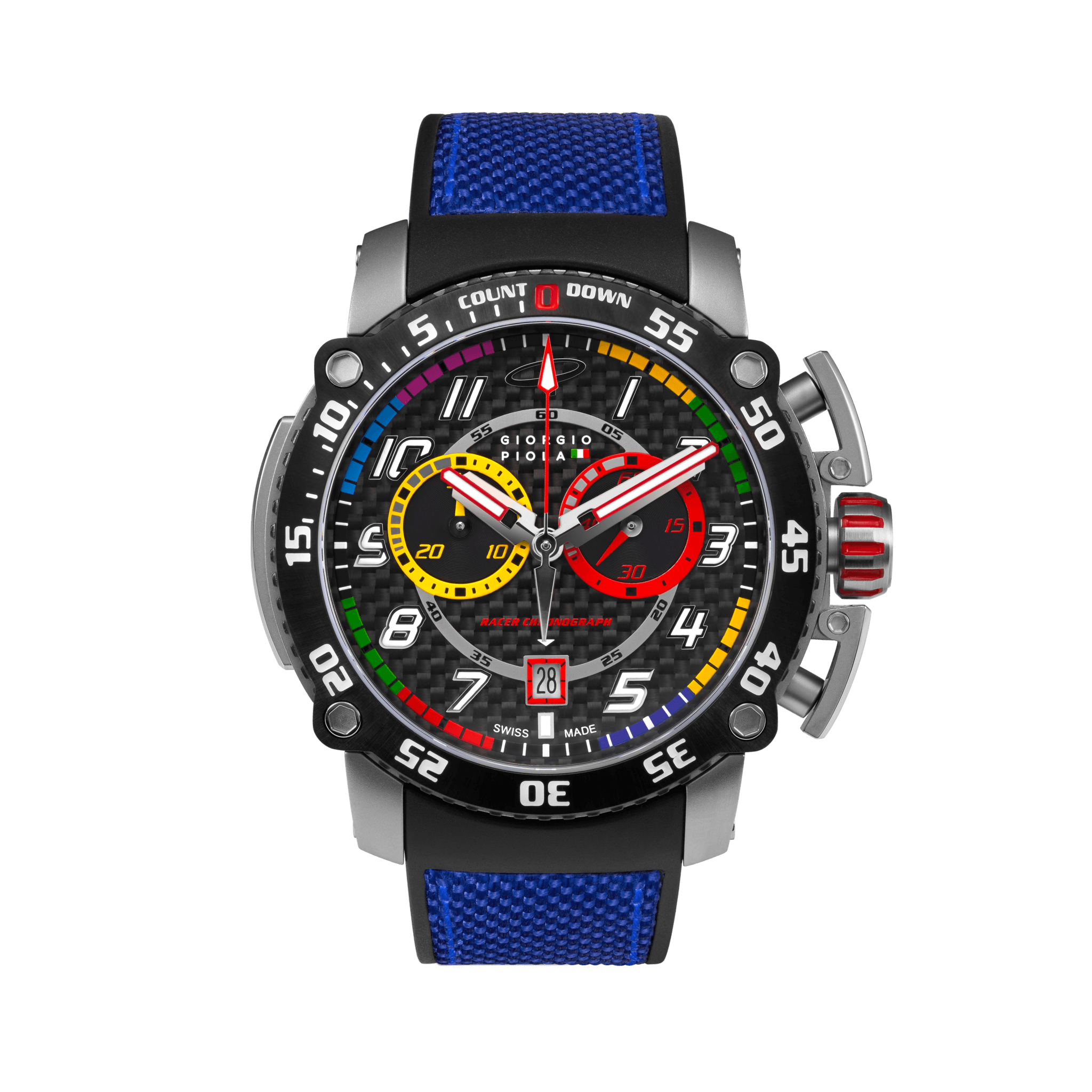 Torque Blue Stainless Steel Swiss Sport Chrono Watch