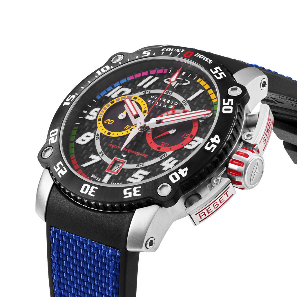 Torque Blue Stainless Steel Swiss Sport Chrono Watch