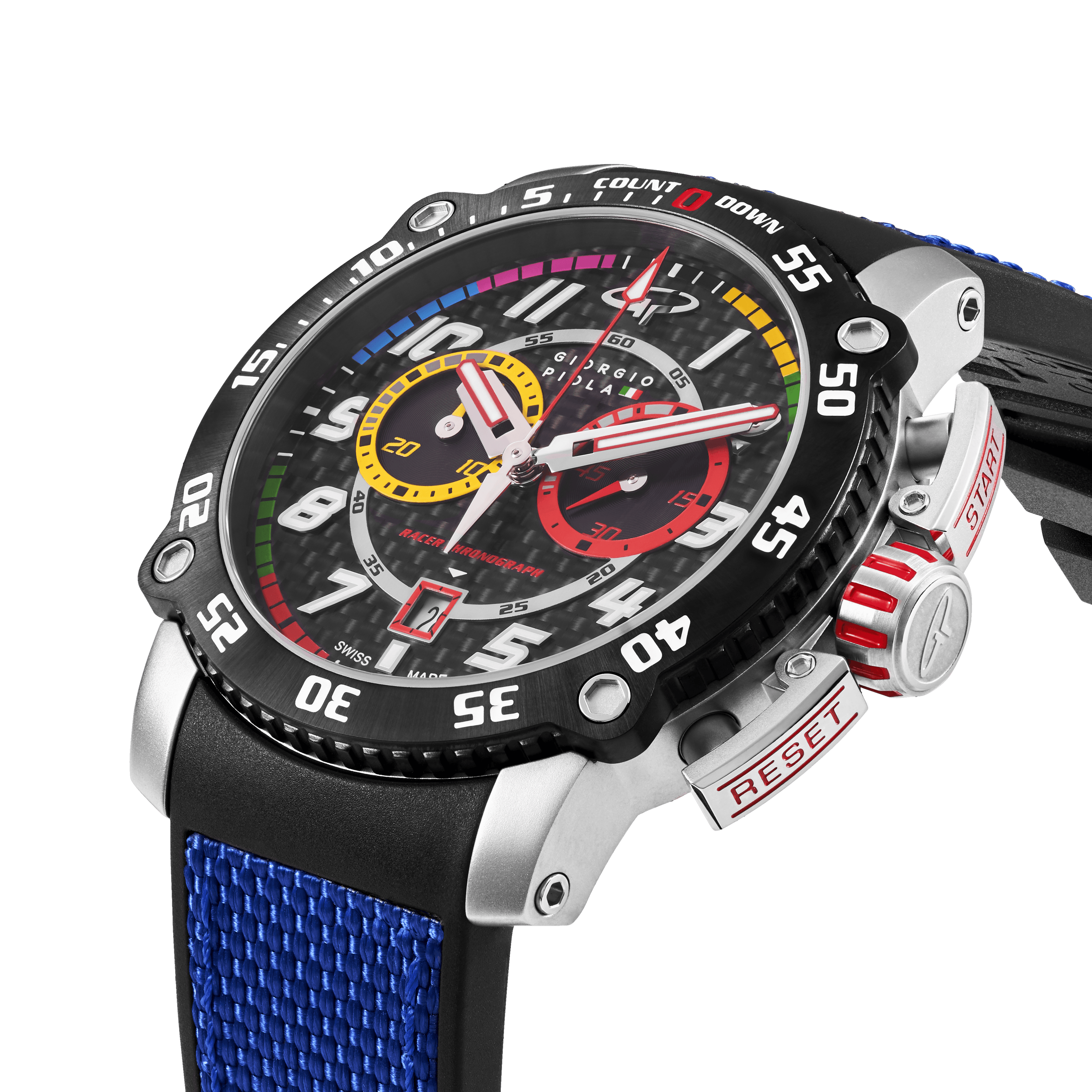 Torque Blue Stainless Steel Swiss Sport Chrono Watch