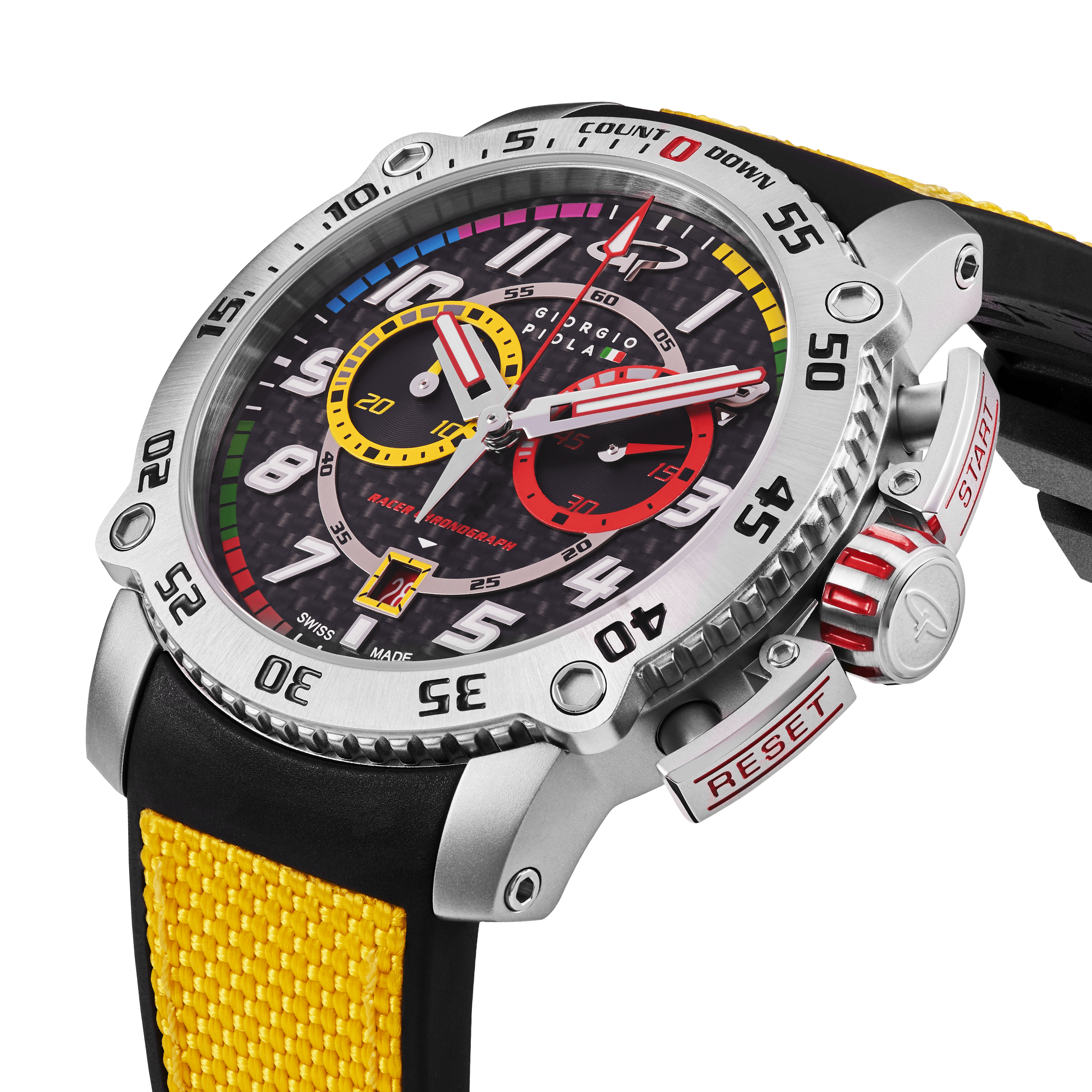 Torque Yellow Stainless Steel Swiss Sport Chrono Watch